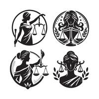 Classic Lady Justice Silhouette for Design vector