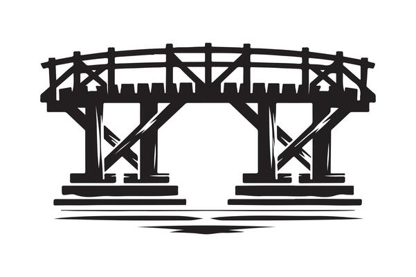 Vintage Wooden Bridge Silhouette for Graphics