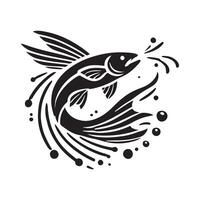 Flying Fish Silhouette for Custom Graphics vector