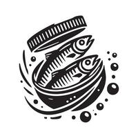 High-Quality Sardines Fish Silhouette for Marketing vector