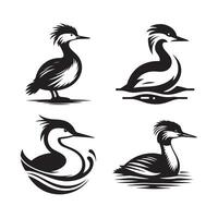Detailed Junin Grebe Silhouette for Web Elements vector