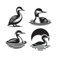 Junin Grebe Silhouette for Icon Creation vector