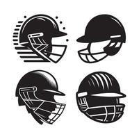 Customizable Cricket Helmet Silhouette Art vector