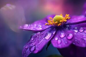 Purple flower with water droplets on it photo