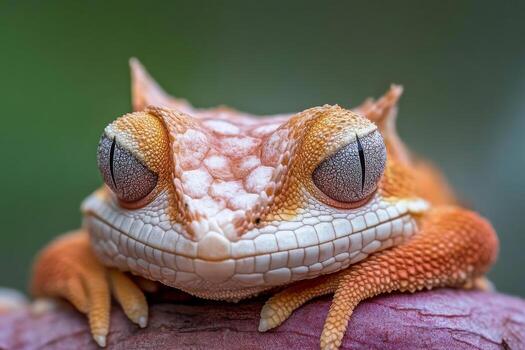 A close up of a lizard with its eyes open photo