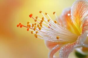 A close up of a flower with water droplets photo