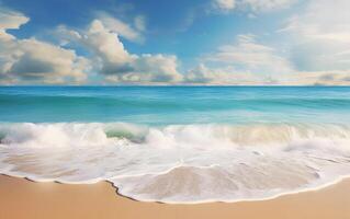 Soft waves of the sea on the sandy beach photo