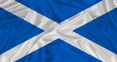 Scottish flag with fabric texture. Realistic flag of Scotland waving photo