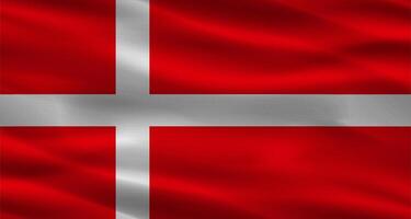 Danish flag with fabric texture. Realistic flag of Denmark waving photo