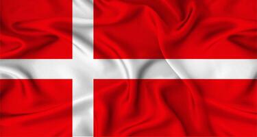 Realistic Denmark flag waving. Close up of flag of Denmark with cloth texture photo