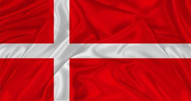 Close up of flag Of Denmark with cloth texture. Realistic Denmark flag waving photo