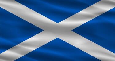 Scottish flag with fabric texture, Realistic flag of Scotland waving photo