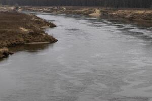 Spring landscape, on the Oder river in Poland. Natural landscape photo
