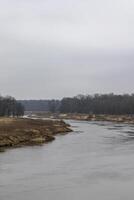 Spring landscape on the Oder river in Poland. Natural landscape photo