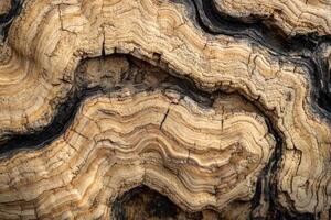 Textured close-up of tree bark patterns with natural curves and layers photo