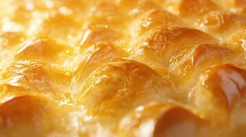 Close-up of golden brown baked rolls with shiny glaze photo