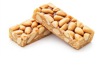 Delicious nut bar made with organic peanuts and honey for a sweet treat. photo