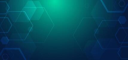 Abstract background featuring overlapping hexagon shapes in green and blue tones. Ideal for tech presentations, data interfaces, and modern digital projects vector