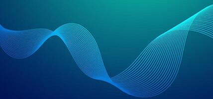 Flowing wavy lines in teal and blue shades on a smooth gradient background. Perfect for use in modern UI headers, digital layouts, and abstract tech visuals vector