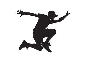A silhouette of a man jumping in the air with a shadow of a man vector