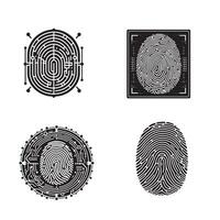 Fingerprint scan silhouette icon bundle on a white background. vector