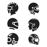 helmet icon bundle sillhoutte on a white background 10 eps vector