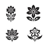 Flower silhouette icon bundle on a white background vector