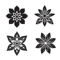Flower silhouette icon bundle on a white background. vector