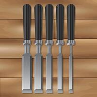 Chisel Set on Wood Background vector