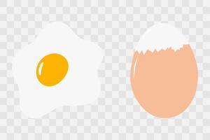 Boiled Egg Partially peeled in beige eggshell Fried egg with yolk Sticker Design element idea Set. Isolated illustration Thematic Recipe Cards Web promo banner, leaflet, print material or tag vector