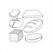 Breads and breads in line drawing style vector
