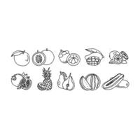 Fruit icons set in line style vector
