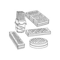 A drawing of a box of cookies and a box of chocolate vector