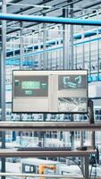 Vertical Monitor in industry 4.0 smart industrial plant equipped with advanced sensors, embedded software and robotics that collect and analyze data, allowing for better decision making video