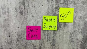 Concept with simple design showing importance of taking care of your body and skin. Reminder of plastic surgery intervention and poor skin condition to treat problem areas on body and face video