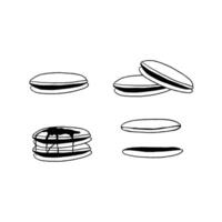 A drawing of four different types of macarons vector