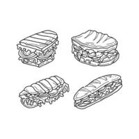 A set of four sandwiches with different toppings vector