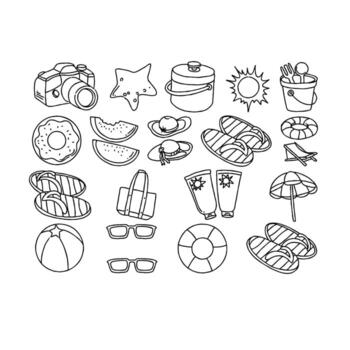 Summer vacation icons set vector