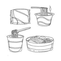 A drawing of noodles and chopsticks vector