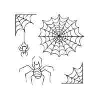 Spider web and spider web coloring pages vector