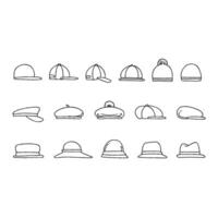 A set of hats and hats in various styles vector