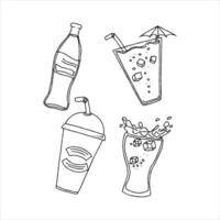 Coloring book with soda and juice vector