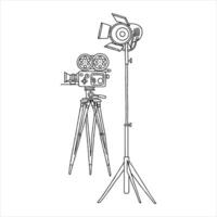 A drawing of a camera and tripod on a tripod vector
