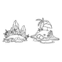 Tropical island with palm trees and palm trees illustration vector