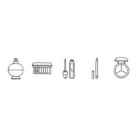 A set of icons that include a bottle, a brush, a mirror, and a mirror vector