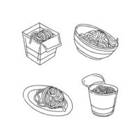 A set of four different types of noodles vector