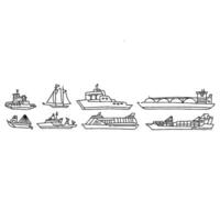 A set of different types of boats in different sizes vector
