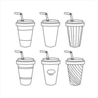 Coffee cup with straw and lid illustration vector