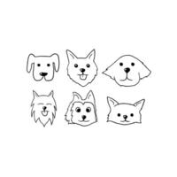 Dog head icon set vector