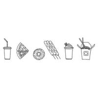A set of icons depicting various types of food vector